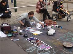Street artist, Cnr Russell & Burke St's